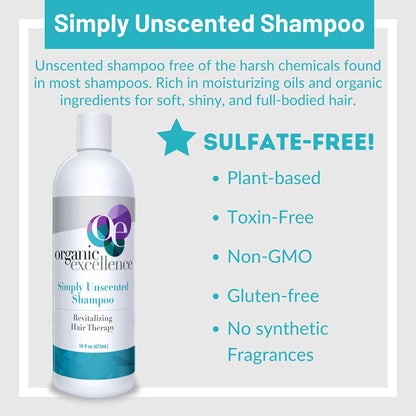 Organic Excellence All Natural Chemical-Free Shampoo | Non-Toxic, Sulfate-Free, Paraben-Free, Fragrance-Free for Men, Women, and Kids - Color-safe 16 fl oz (473 ml) Organic ExcellenceBuy Supplements Australia