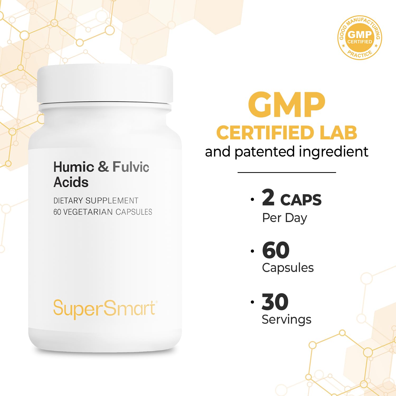 Supersmart - Humic and Fulvic Acid Supplement 300mg per Day (Patented & High Strength) - Fulvic Humic Mineral Blend | Non-GMO & Gluten Free - 60 Vegetarian Capsules SupersmartBuy Supplements Australia