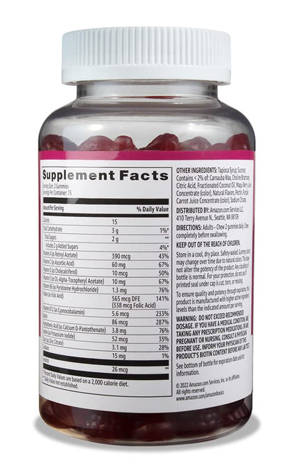 Amazon Basics Adult Multivitamin Gummies, Mixed Berry & Cherry, 150 Gummies, 75-Day Supply, Pack of 1 (Previously Solimo) Amazon BasicsBuy Supplements Australia