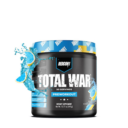 REDCON1 Total War Pre Workout Powder, Blue Lemonade - Beta Alanine + Citrulline Malate 