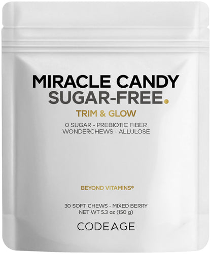 Codeage Miracle Candy Sugar-Free Candies, Mixed Berry Soft Chews – Allulose, Prebiotic Fiber – Low-Calorie Wonderchews – 0g Sugar Soft Chews - 30 Count CodeageBuy Supplements Australia