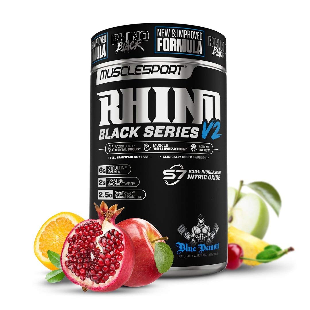 Rhino Black Pre Workout V2 - Preworkout Powder Supplement for Men & Women 
