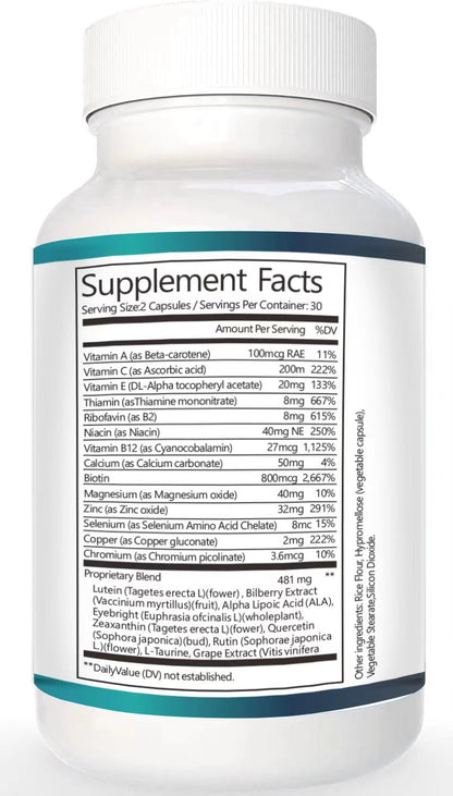 Vunexo Retina Clear Pro Eye Health Support Supplement, with Minerals and Vitamins, Lutein and Bilberry Extract Supports Visual Clarity, Eye Fatigue Relief & Focus（2PCS VunexoBuy Supplements Australia