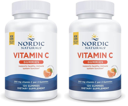 Nordic Naturals Vitamin C Gummies, Tart Tangerine - 120 Gummies - 250 mg Vitamin C - Immune Support, Antioxidant Protection, Child Growth & Development - Non-GMO, Vegan - 60 Servings (Pack of 2) Nordic NaturalsBuy Supplements Australia