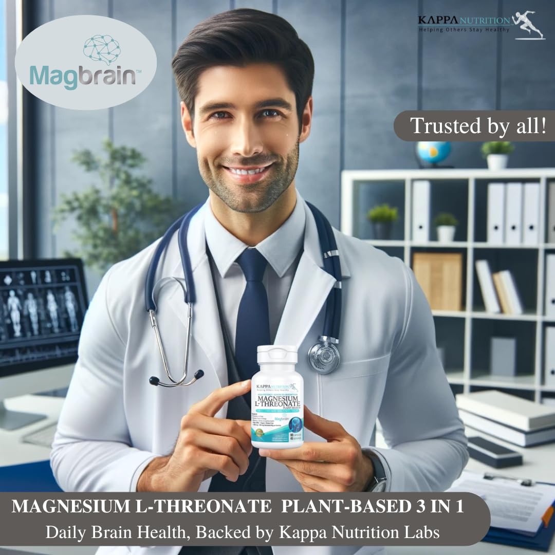 Kappa Nutrition Powered by Magbrain™ Magnesium L-Threonate Plant-Based, 90 Vegan Capsules, 420mg Elemental Magnesium (3 Capsules) from 2,253mg, Brain, Sleep & Muscle Support. KAPPA NUTRITIONBuy Supplements Australia