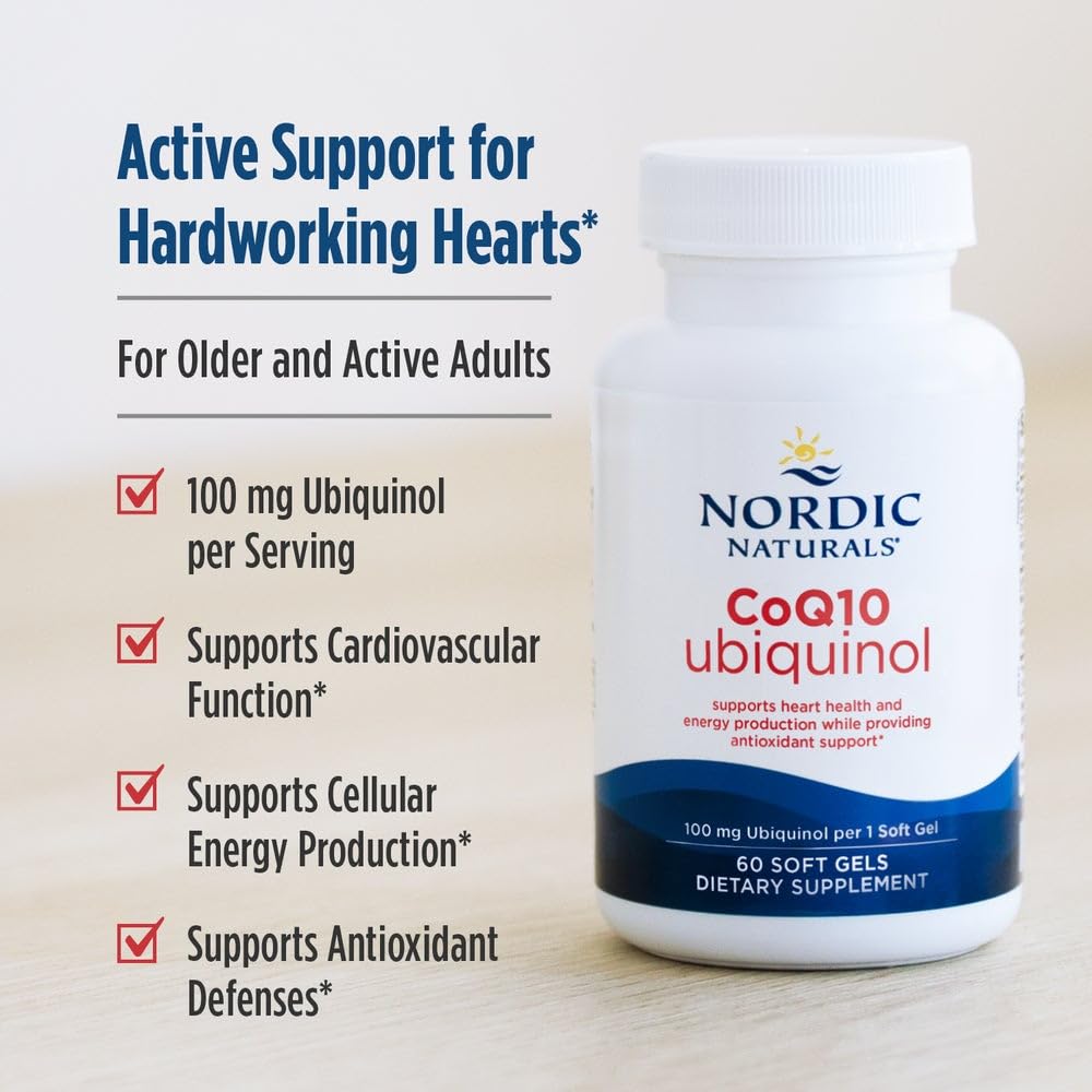 Nordic Naturals Nordic CoQ10 Ubiquinol - 60 Mini Soft Gels - 100 mg Coenzyme Q10 (CoQ10) Ubiquinol - Heart & Brain Health, Cellular Energy Production, Antioxidant Support - Non-GMO - 60 Servings Nordic NaturalsBuy Supplements Australia