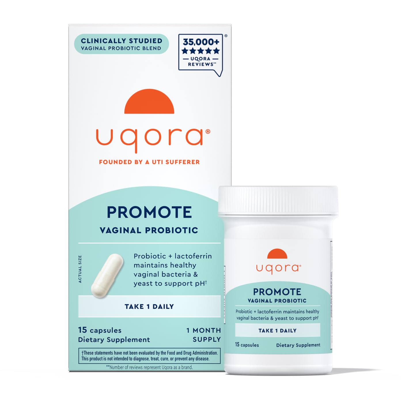 Uqora Promote - Support Vaginal Health* - Probiotic for Women with Lactoferrin, Lactobacillus Acidophilus & Lacticaseibacillus Rhamnosus - Vaginal Probiotics - Gluten-Free - 15 Capsules UqoraBuy Supplements Australia