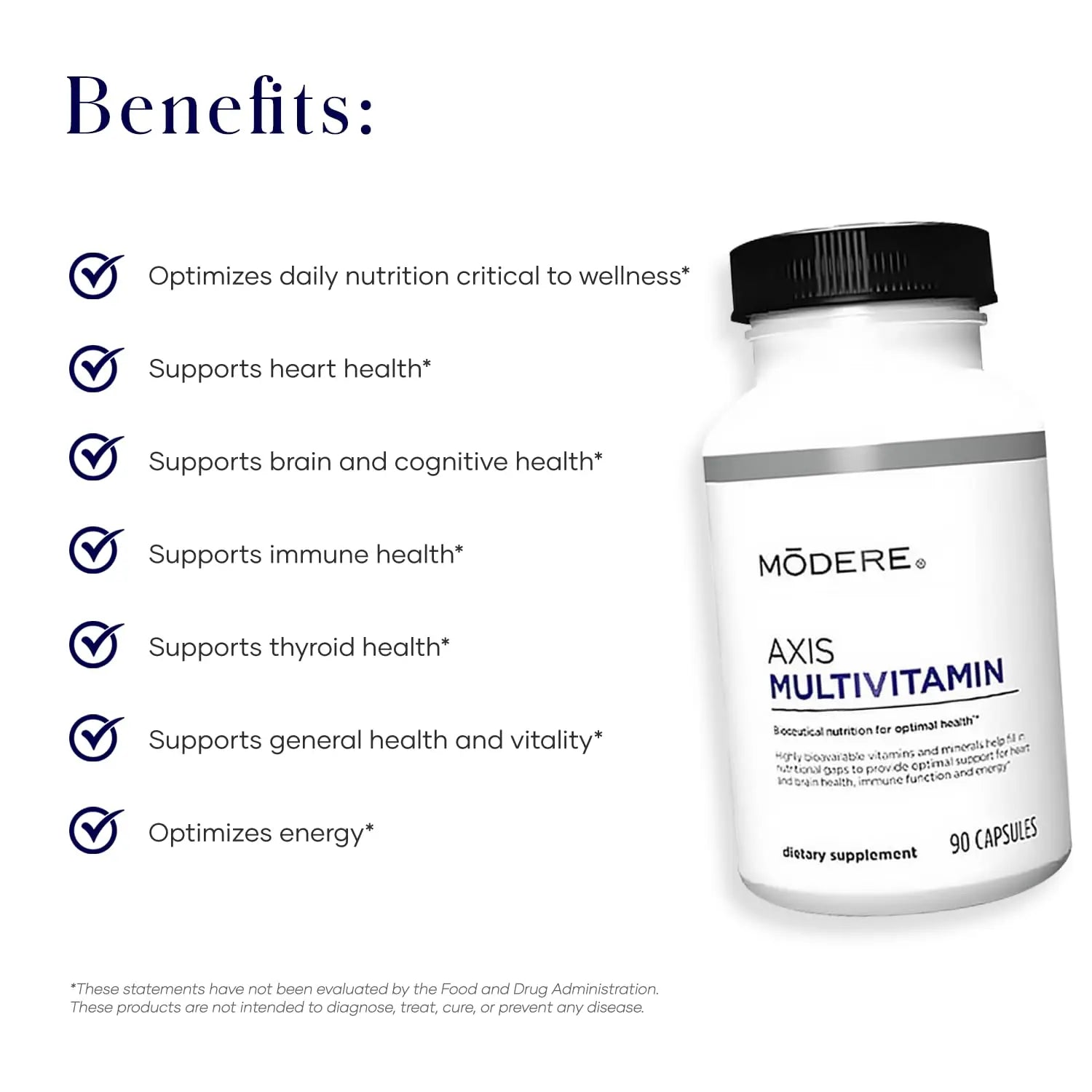 Modere Axis Multivitamin Supplement - Daily Essential Vitamins & Minerals for Overall Health and Wellness Support for Adults Immune - 90 Capsules ModereBuy Supplements Australia