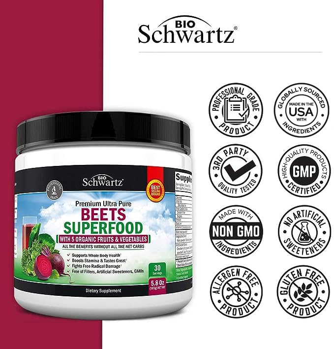 Beet Root Powder - Beets Superfood Supplement with Vitamin C Plus Organic Antioxidant BioSchwartzBuy Supplements Australia