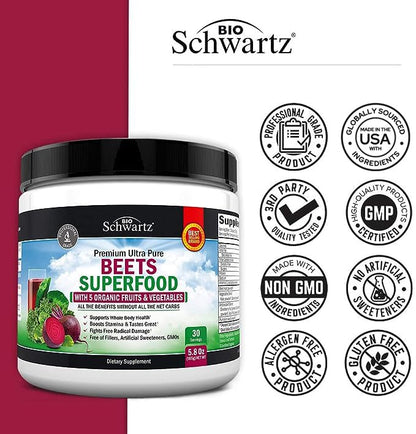Beet Root Powder - Beets Superfood Supplement with Vitamin C Plus Organic Antioxidant BioSchwartzBuy Supplements Australia