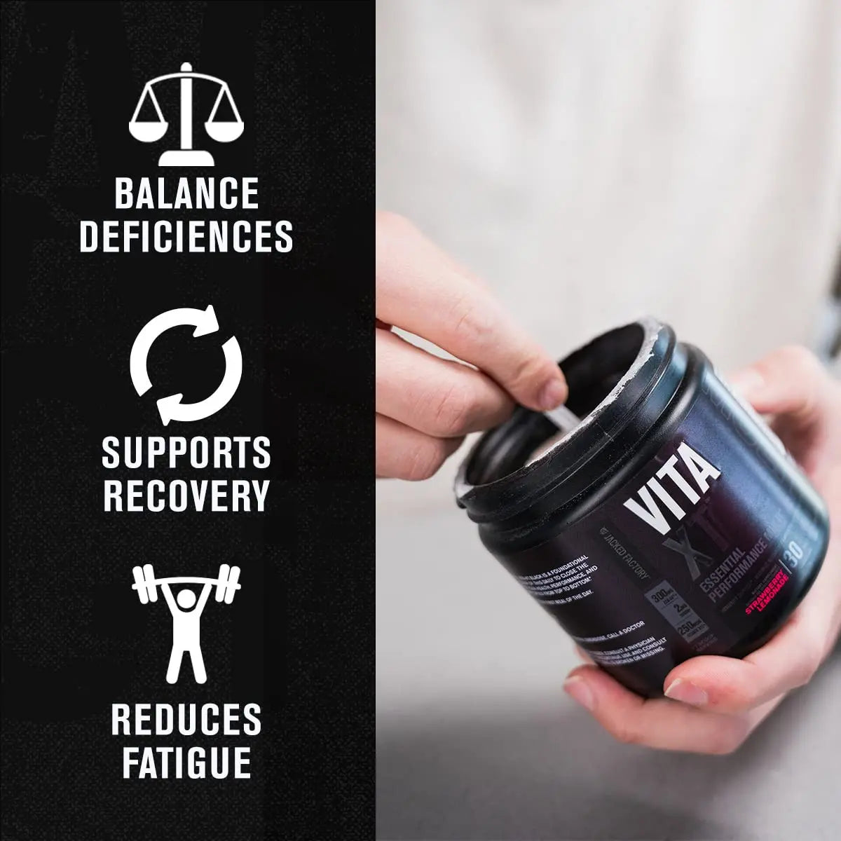 Jacked Factory Vita XT Performance Vitamin Powder - Daily Multivitamin Powder for Men with KSM-66 Ashwagandha, Prebiotic Fiber Jacked Factory