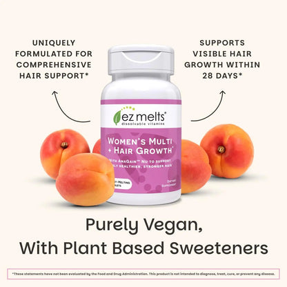EZ Melts Women's Multi + Hair Growth - Daily Multivitamin for Women - Supports Healthy Energy Levels & Reduced Hair Shedding EZ Melts