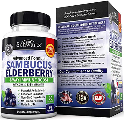 Elderberry with Zinc and Vitamin C for Adults - Immune Support Vitamins BioSchwartzBuy Supplements Australia