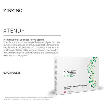 Zinzino Xtend + - Multi Immune Supplement - Essential Vitamins, Minerals & Vitamin C for Immune Support, Energy & Focus - 60 Capsules ZINZINOBuy Supplements Australia