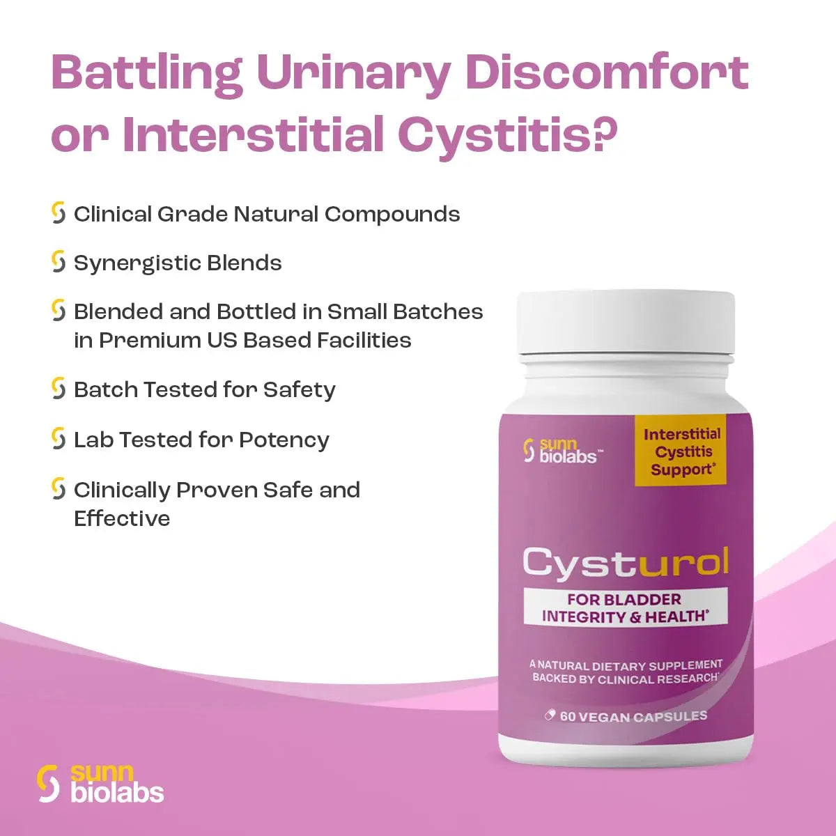 CYSTUROL® Bladder Support Supplement | Interstitial Cystitis (IC) | Bladder Pain | Urinary Tract Health | Clinically Studied Formula for Bladder Inflammation, UTI, Mast Cell Support & Urinary Urgency SUNN BIOLABSBuy Supplements Australia