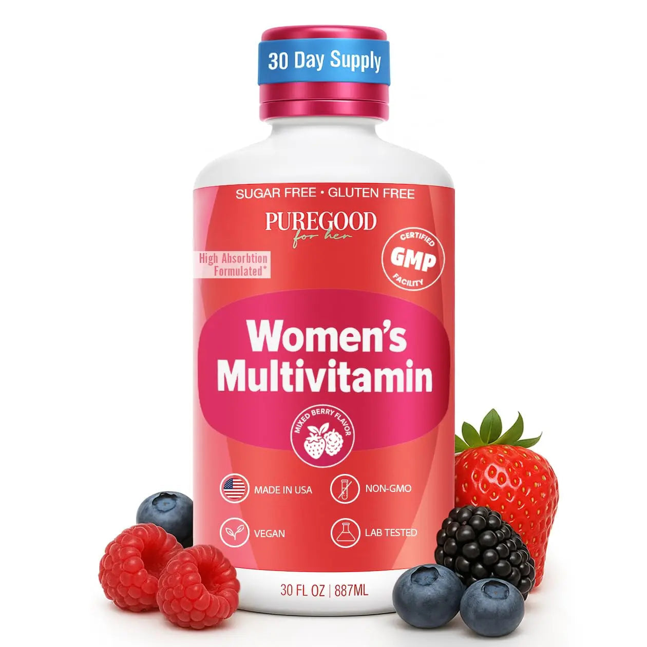PureGood Women’s Liquid Multivitamin | 70+ Nutrients, Superfoods & Omegas | High Absorption Daily Supplement | PureGood