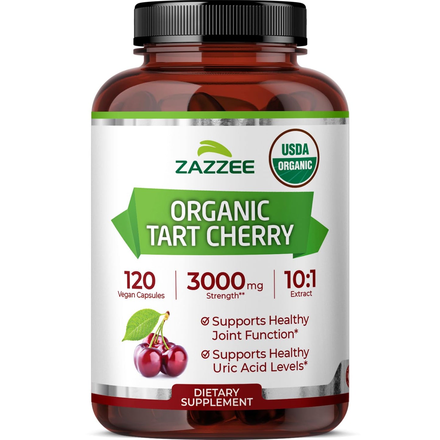 Zazzee USDA Organic Tart Cherry 10:1 Extract, 120 Vegan Capsules, 4 Month Supply, Montmorency Cherry, Daily Wellness Antioxidant Support, Organic Herbal Supplement, All-Natural, Non-GMO, Made in USA ZazzeeBuy Supplements Australia