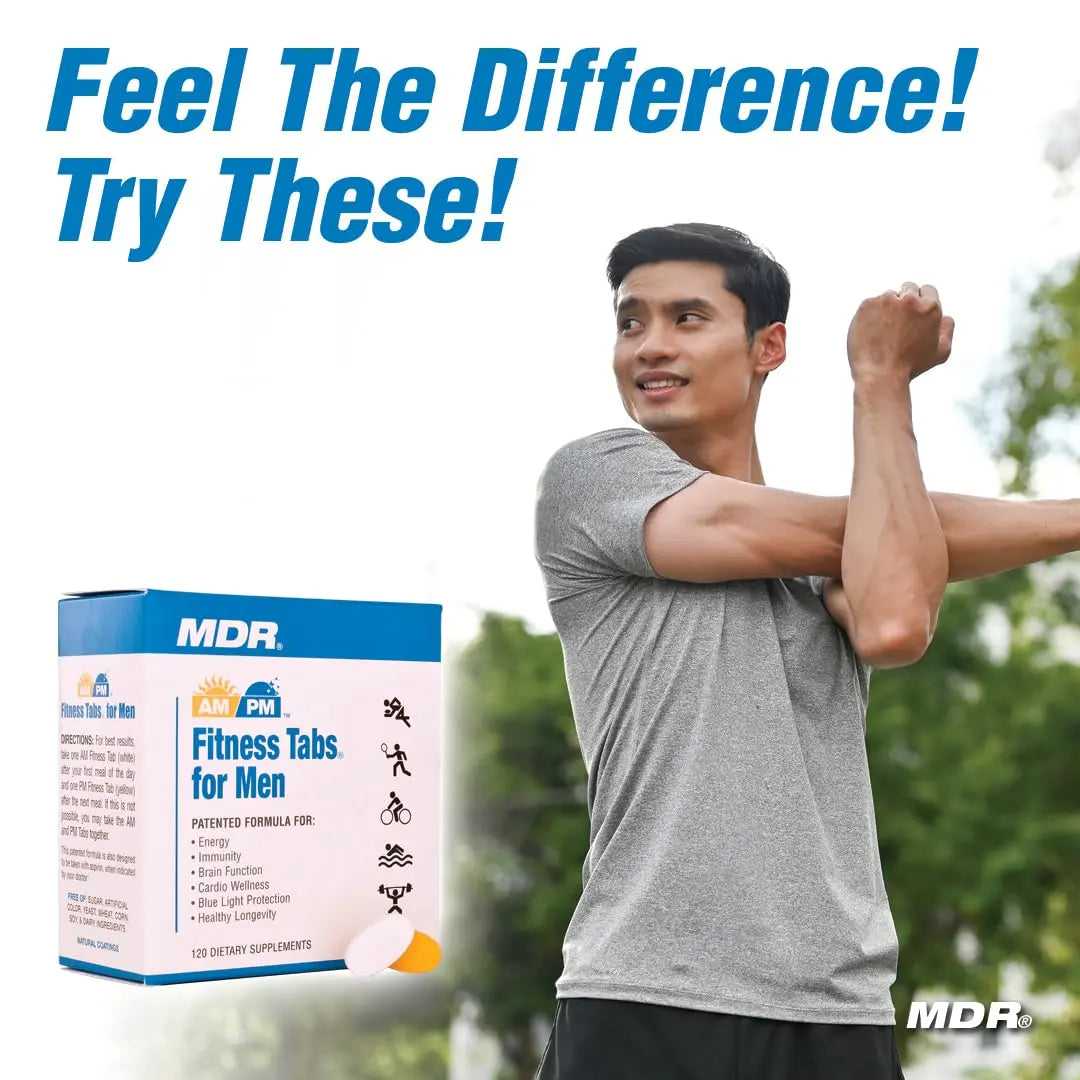 MDR Fitness Tabs Patented AM/PM Multivitamin for Men Doctor Formulated with Right Nutrients at The Right Time - Gluten Free - 2 Month Supply MDRBuy Supplements Australia
