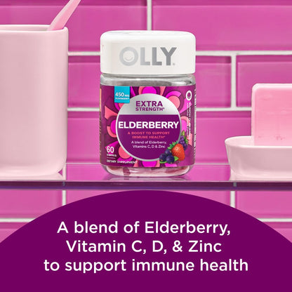 OLLY Extra Strength Elderberry Gummies, Immune Support, 450mg Elderberry, Vitamin C OLLYBuy Supplements Australia