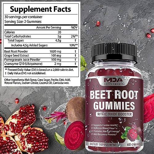 Beet Root Gummies with CoQ10, Energy, and Circulation Support, Pre Workout Nitric Oxide MDA SupplementsBuy Supplements Australia