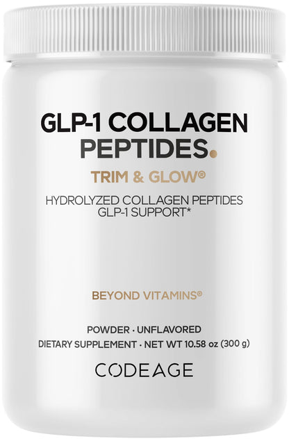Codeage GLP-1 Collagen Powder Supplement - Nextida GC Collagen Peptides - GLP 1 Support - Hydrolyzed, Grass-Fed, Type I & III, Unflavored - Non-GMO, Gluten-Free, Dairy-Free - 10.58 Oz CodeageBuy Supplements Australia