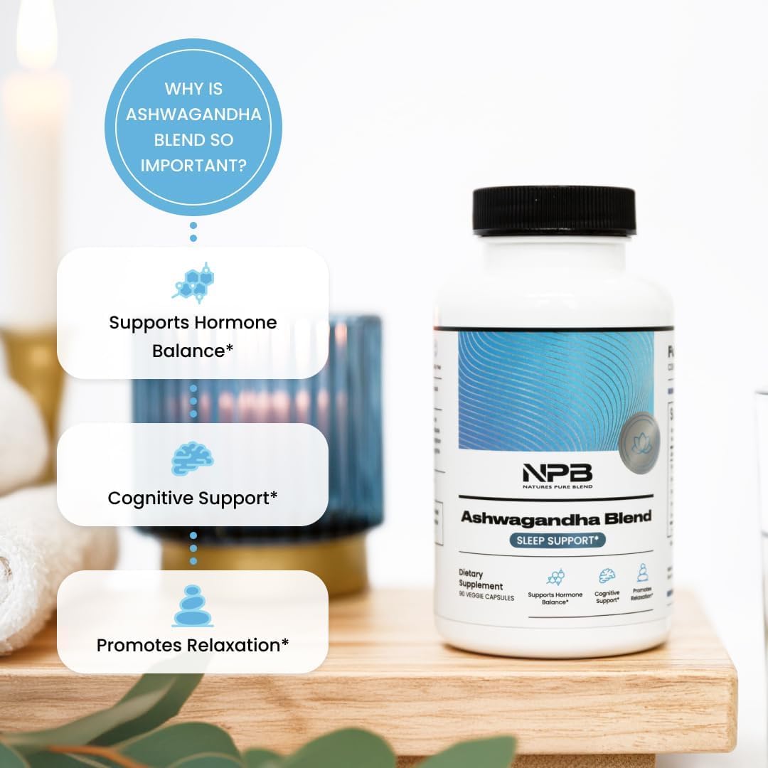 Nature's Pure Blend Ashwagandha Supplements – Organic Ashwagandha Root & Extract for Women and Men – Stress Relief, Sleep, and Mood Support – Athletic Performance & Focus Support – 60 Vegan Capsules Nature's Pure BlendBuy Supplements Australia