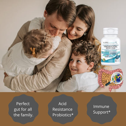 KAPPA NUTRITION Probiotic 60 Billion CFU 14 in 1 Formula with Prebiotics & Acidophilus for Women, Men & Adults, Shelf Stable, Acid Resistant
