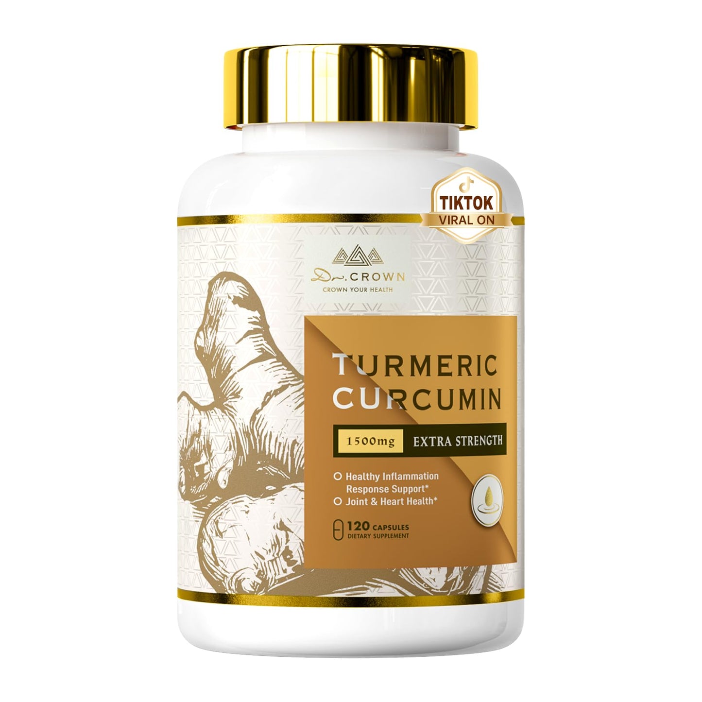 DR. Crown Turmeric Curcumin Supplement 1,500mg, 95% Standardized Curcuminoid with Ginger, MCT Oil, & Black Pepper for Better Absorption, for Antioxidant & Joint Support, 120 Capsules DR. CROWNBuy Supplements Australia