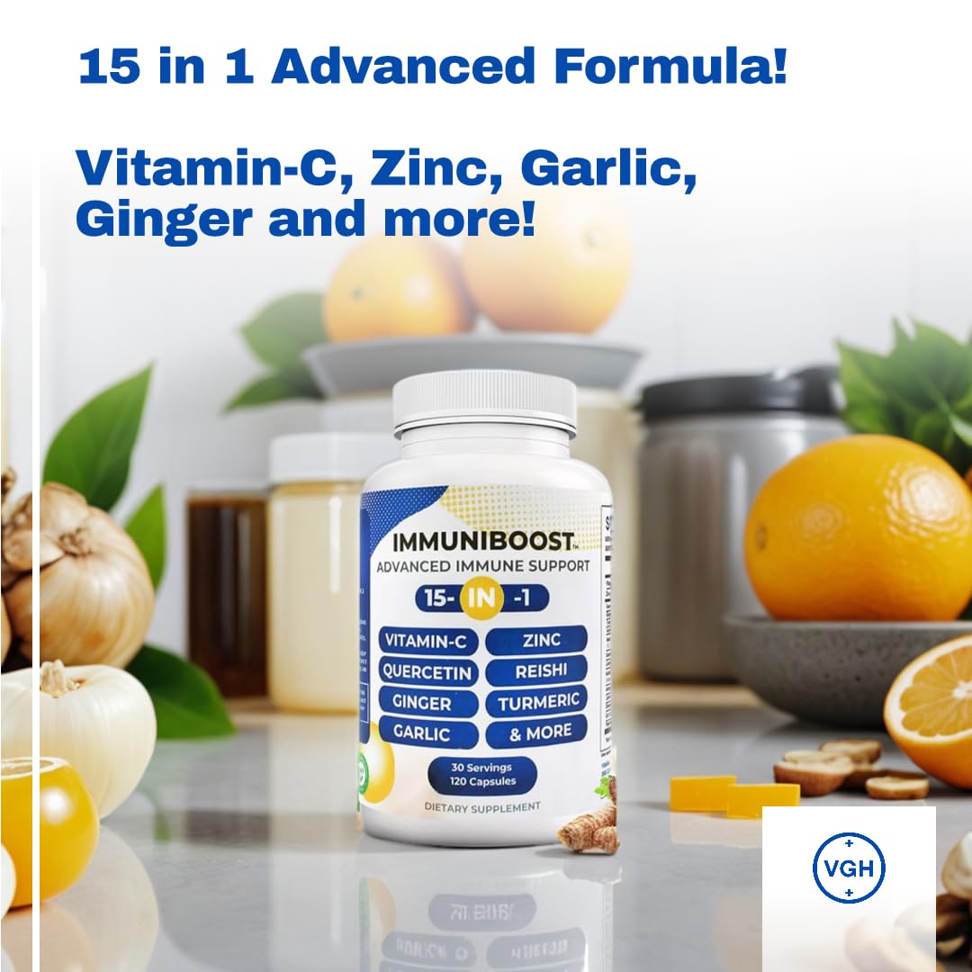 15 in 1 Immune Support Supplement 120 Capsules with Powerful Blend of Turmeric, Ginger, Vitamin C and Zinc Immune Booster for Adults ImmuniBoostBuy Supplements Australia