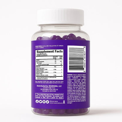 BEARVANA Sleep Gummies with Melatonin | Grape Flavored Vegan Sleep Supplement with Lemon Balm, Chamomile & Valerian Root | Night time Relaxation & Rest Support | 60 Gummies BEARVANABuy Supplements Australia