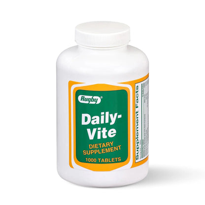 Rugby Daily-Vite Multivitamin Tablets, Gluten-Free Dietary Supplement for Adults, Supports Overall Health, No Artificial Flavors - 1000 Count (1 Pack) RUGBY LABORATORIES