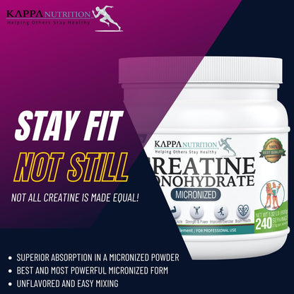 Kappa Nutrition Creatine Monohydrate Powder, Pure Amino Acid Formula, Supports Muscle Strength, Cellular Energy & Mental Focus* Gluten-Free, Keto, 2.25g per Scoop, 240 Servings, Net Wt. 1.32 LB (600g) KAPPA NUTRITIONBuy Supplements Australia