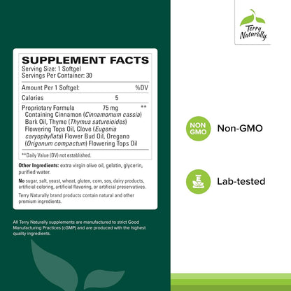 Terry Naturally Bacteril - Intestinal Support Supplement with Clove, Cinnamon, Thyme & Oregano - Immune Support Supplement with Antioxidant Support - Intestinal Support - 30 Softgels Terry NaturallyBuy Supplements Australia