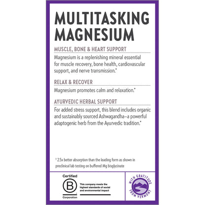 New Chapter Magnesium + Ashwagandha Supplement, 325 mg with Magnesium Glycinate for Muscle Relaxation & Recovery, Heart, Nerve & Bone Health, 2.5X Absorption, Non-GMO - 30 ct (1 Month Supply) New ChapterBuy Supplements Australia