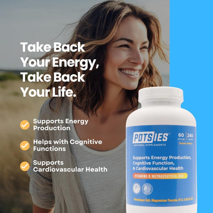Potsies POTS Supplement Vitamin & Nutraceutical Mix Capsules for Pots Syndrome | POTS Management Essentials | 240 Capsules - 30 Day Supply PotsiesBuy Supplements Australia
