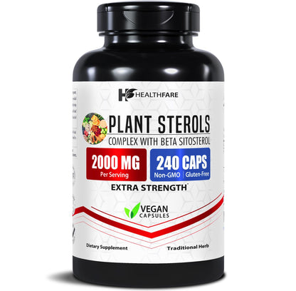 Healthfare Plant Sterols Capsules 2000mg | 240 Vegan Capsules | Beta Sitosterol & Phytosterol Complex | Plant-Based Supplement | Non-GMO & Gluten-Free | Made in the USA HealthfareBuy Supplements Australia