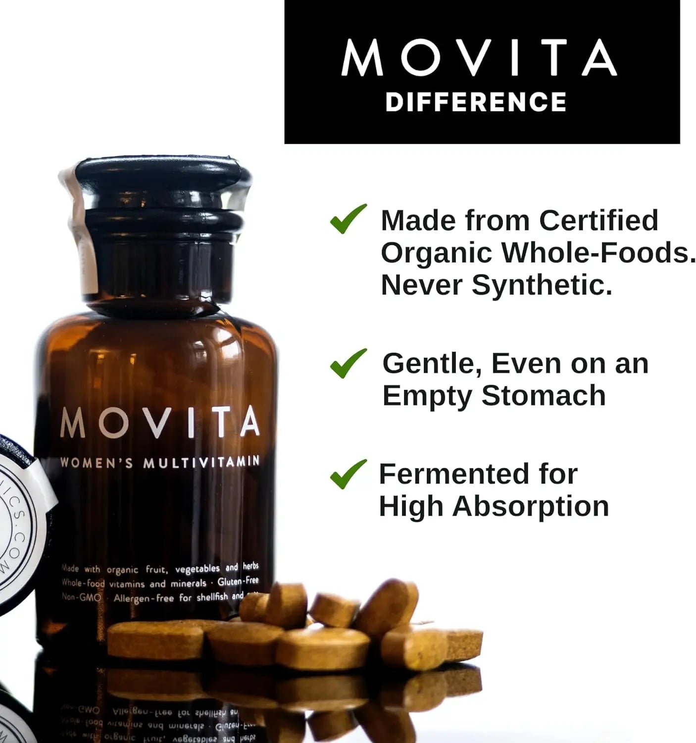 Movita Women’s Daily Multivitamin - Organic Fermented Whole Foods for Enhanced Energy, Immunity & Vitality - Vegan MovitaBuy Supplements Australia