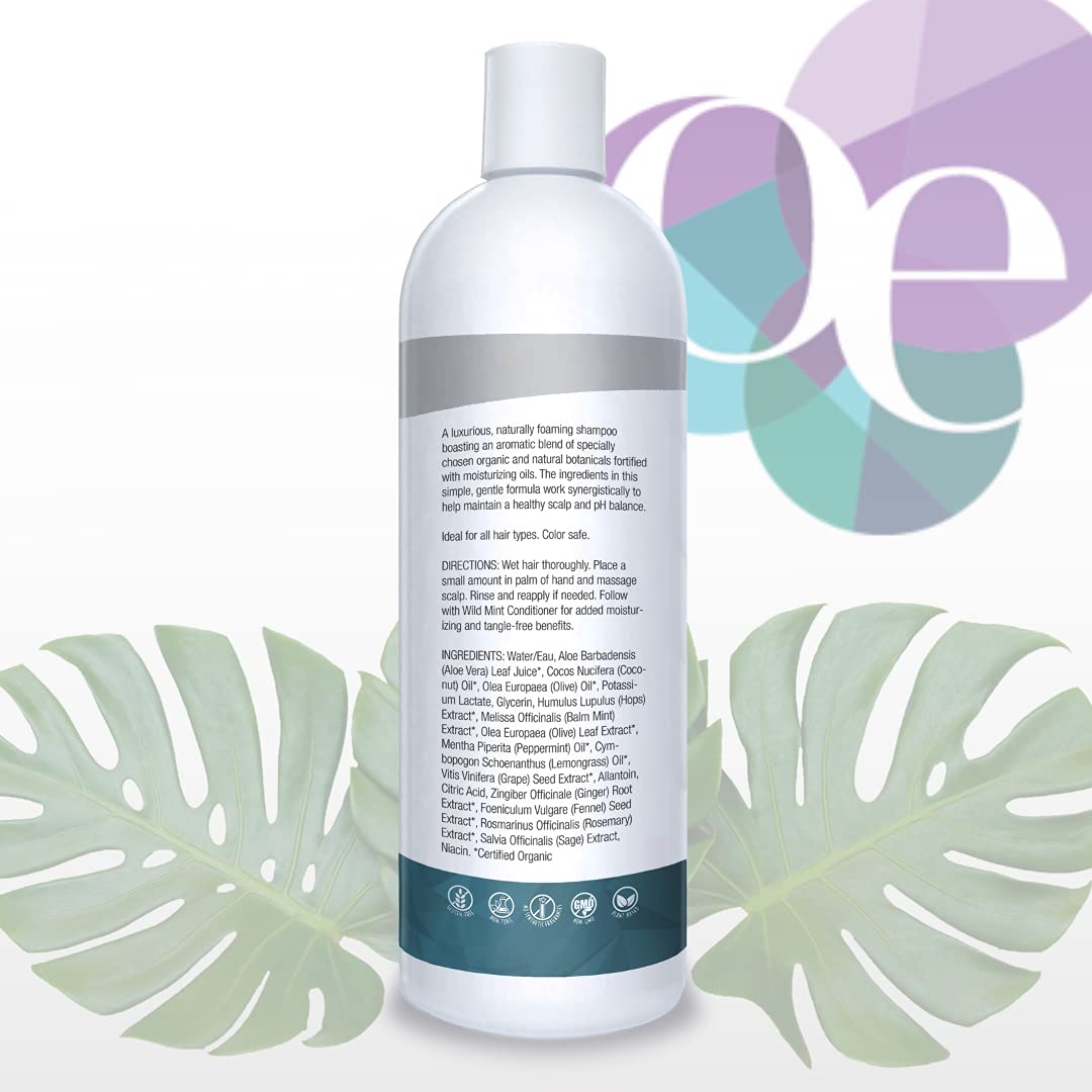 Organic Excellence Natural Organic Shampoo, Wild Mint & Rosemary, Chemical Free, Plant-Based, Toxin-Free, Cruelty-Free, Certified Herbs & Oils For Healthy Full-Bodied Hair 16 fl. oz Organic ExcellenceBuy Supplements Australia