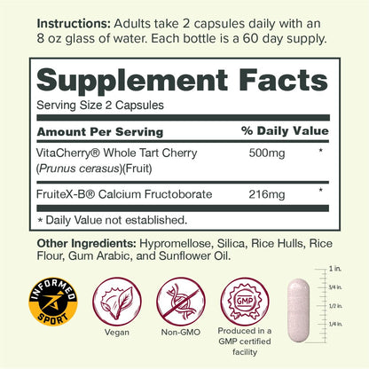 Sur Joint Support FruiteX-B Tart Cherry Capsules - Vegan Fast-Acting Relief for Better Joint Comfort and Mobility - Whole Tart Cherry and Calcium Fructoborate, Muscle Recovery (120 Capsules) SurBuy Supplements Australia