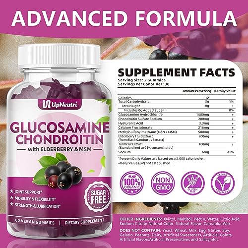 UPNEUTRI Glucosamine Chondroitin Gummies Sugar Free, Extra Strength 1500mg Glucosam UPNEUTRIBuy Supplements Australia