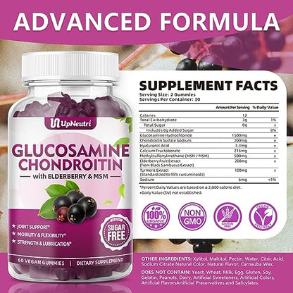 UPNEUTRI Glucosamine Chondroitin Gummies Sugar Free, Extra Strength 1500mg Glucosam UPNEUTRIBuy Supplements Australia