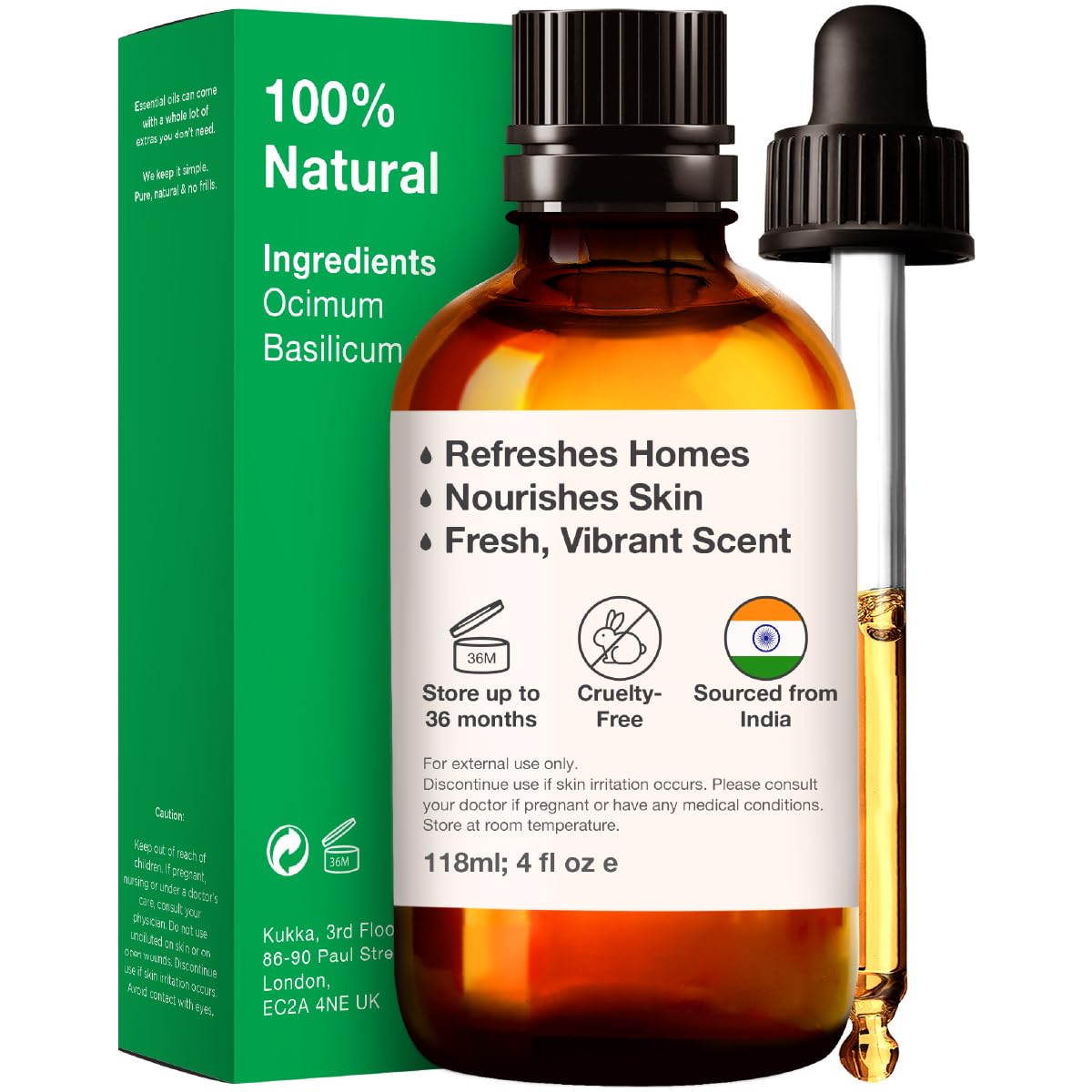 Kukka Basil Essential Oil for Diffusers - Basil Essential Oil for Skin - Basil Oil for Aromatherapy, Skin, Fragrance KUKKA essential oilsBuy Supplements Australia