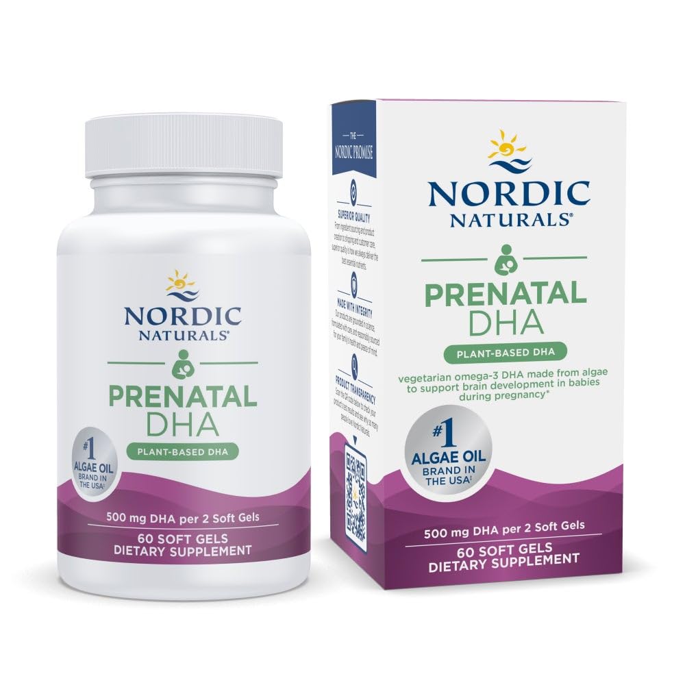 Nordic Naturals Vegan Prenatal DHA, Unflavored - 60 Soft Gels - 500 mg Plant-Based DHA - Supports Brain Development in Babies & Healthy Pregnancy - Non-GMO - 30 Servings Nordic NaturalsBuy Supplements Australia