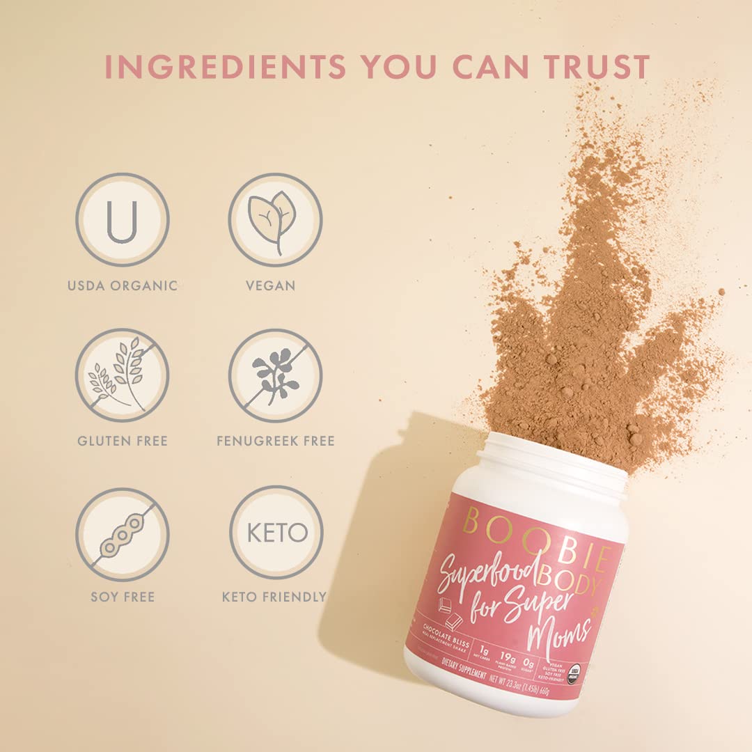 Boobie Body Organic Superfood Plant-Based Protein Shake, Chocolate Bliss, [23.4oz, 1 Tub] Boobie BrandsBuy Supplements Australia