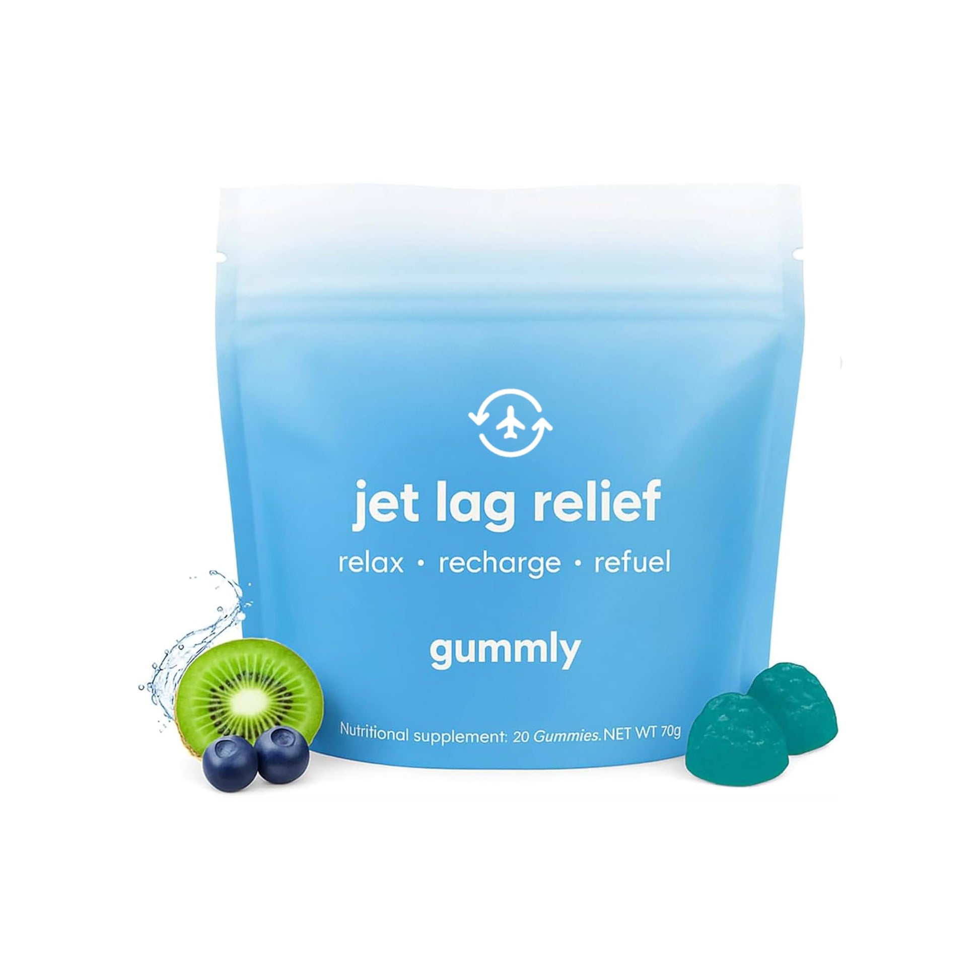 Jet Lag Remedy for Travel Gummies • No Jet Lag Pills Alternative • Travel Essentials • Support Adjustment to Time Zones and Circadian Rhythm • Delicious Tropical Berry Flavor • 20 Gummies 3-5 Trips GummlyBuy Supplements Australia