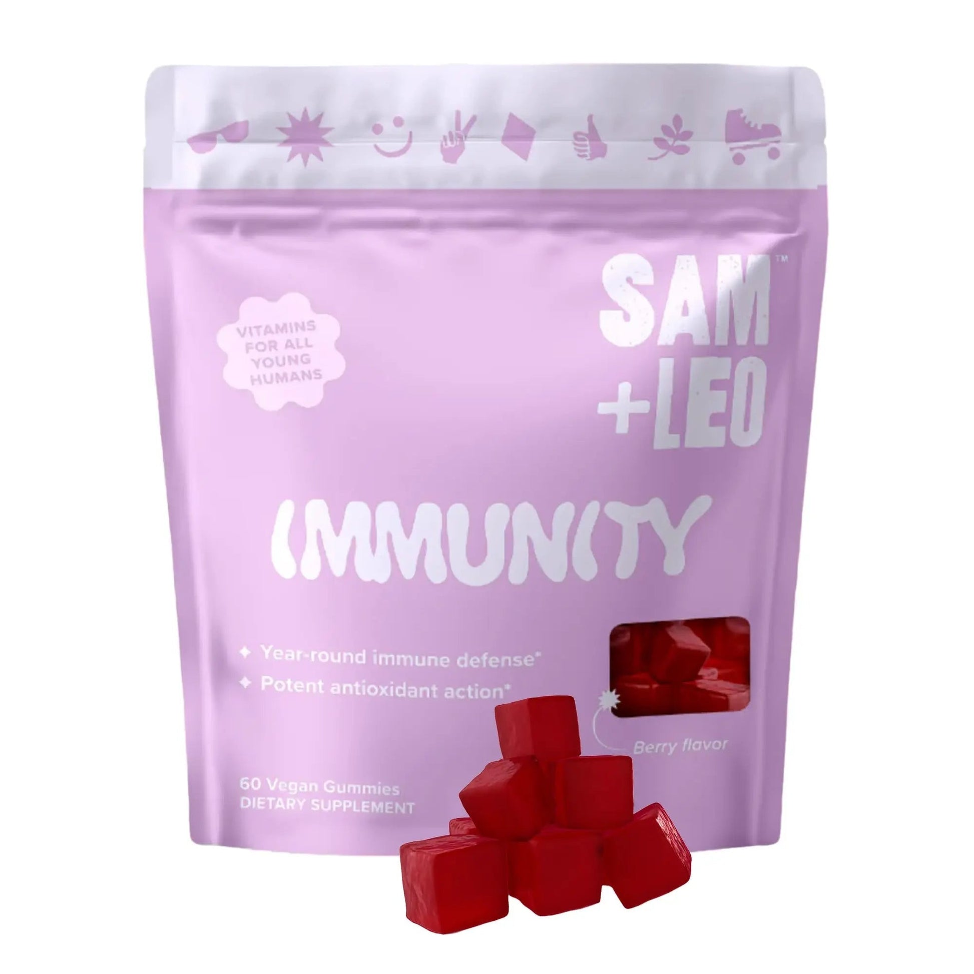 SAM+LEO Immunity Gummies with Elderberry, Echinacea, Zinc & Vitamin C for Kids & Teens – Immune Support Supplement Gummies | SAM+LEO