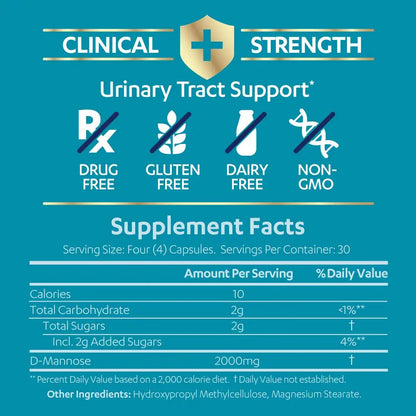 AZO D Mannose Urinary Tract Health, Cleanse, Flush & Protect The Urinary Tract, No.1 Pharmacist Recommended Brand, Clinical Strength, Non-GMO, 120 Count (Pack of 2) AZOBuy Supplements Australia
