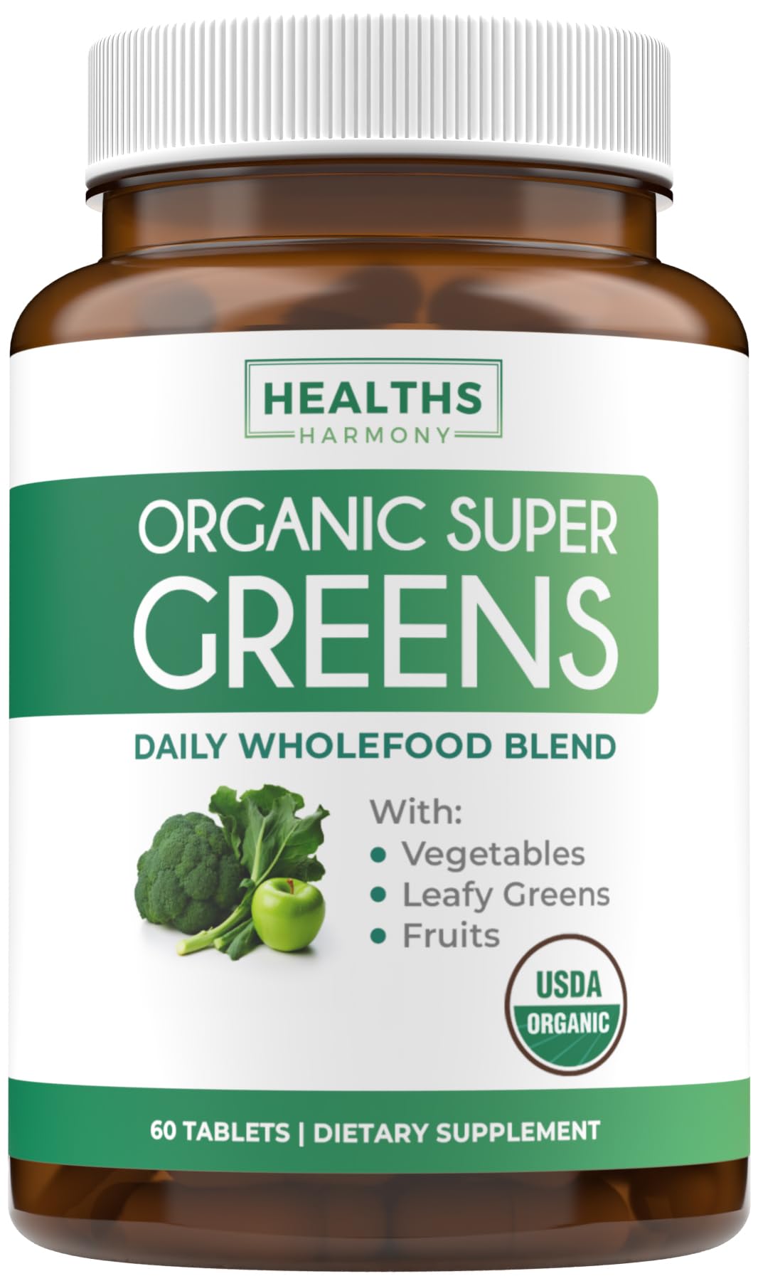 USDA Organic Super Greens Supplement - Organic Greens Fruits and Vegetable Supplement for Adults with 28 Superfood Complex with Superfruits Roots Herbs & More - Vegan & Non-GMO (Up to 1 Month Supply) Healths HarmonyBuy Supplements Australia