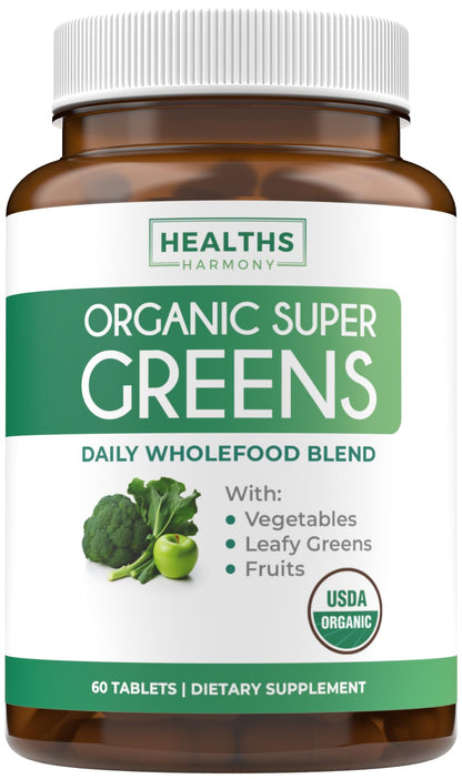 USDA Organic Super Greens Supplement - Organic Greens Fruits and Vegetable Supplement for Adults with 28 Superfood Complex with Superfruits Roots Herbs & More - Vegan & Non-GMO (Up to 1 Month Supply) Healths HarmonyBuy Supplements Australia