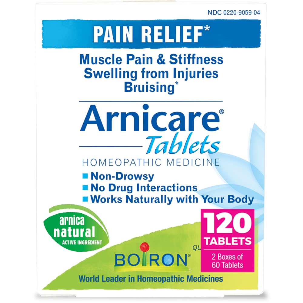 Boiron Arnicare Tablets for Pain Relief from Muscle Pain, Joint Soreness, Swelling from Injury or Bruises - 120 Count (2 Pack of 60) BoironBuy Supplements Australia